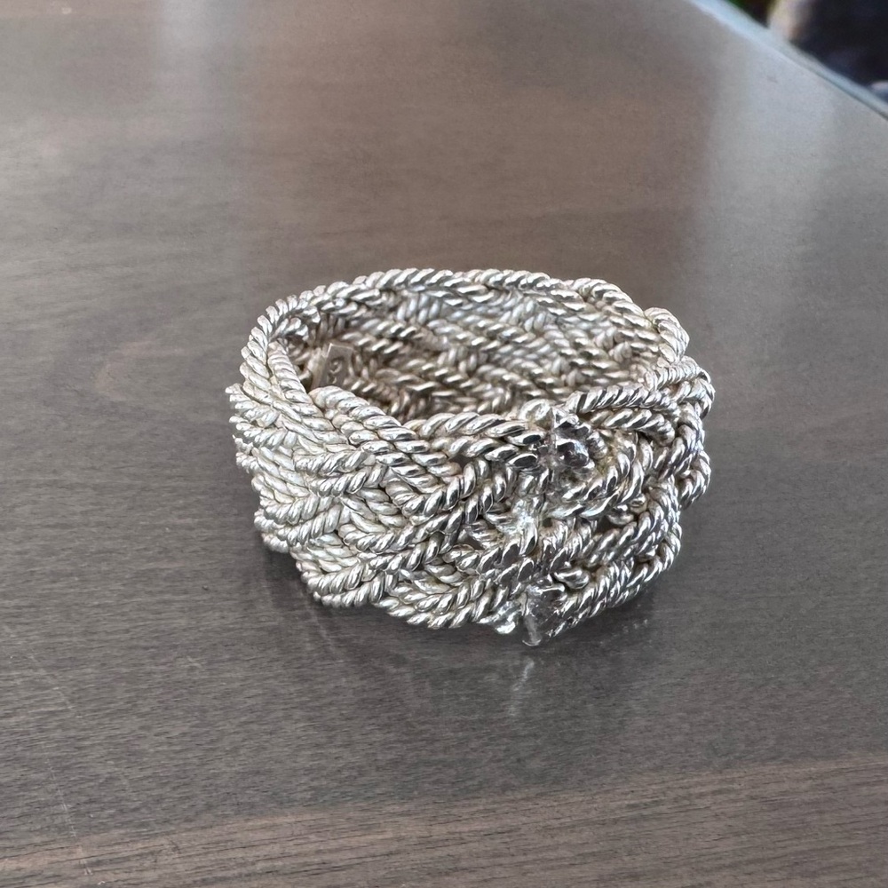 Elegant Silver Braided Women's Ring